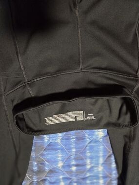 Black Activewear Hoodie with Blue Tie-Dye Panel
